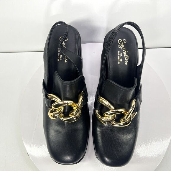 Seychelles Mules Size 10 Girl’s Best Friend Leather Slingback Chunky Heels black - Picture 8 of 13